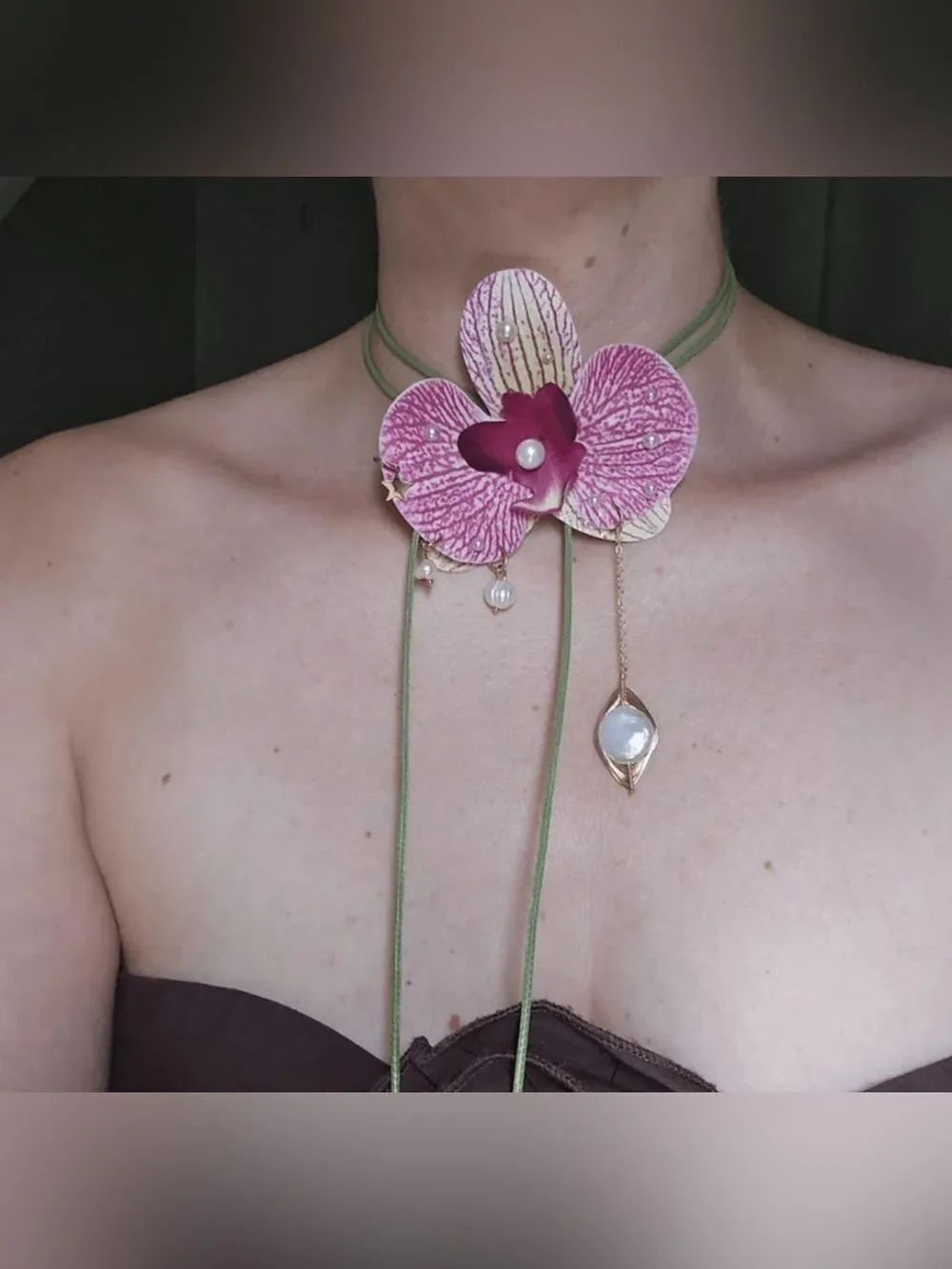 Pink Orchid Necklace  A1628